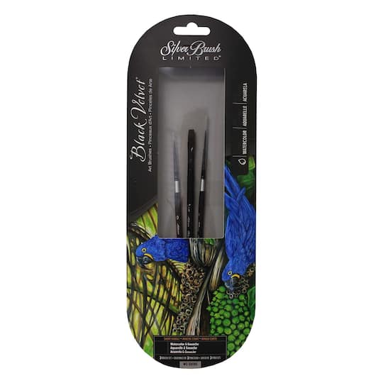 Michaels, Silver Brush Limited Black Velvet® 3 Piece Watercolor & Gouache Brush Set – Category: Brush Sets